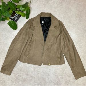 NEW WITH TAGS J.Crew Mercantile Brown Suede Moto Jacket Size Medium